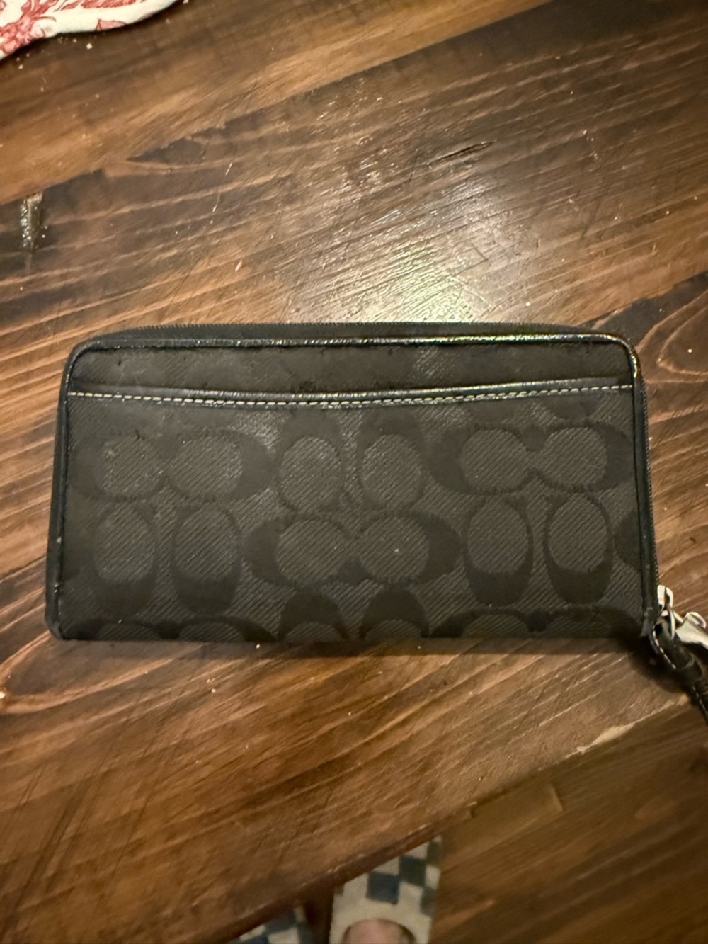 Coach Black Signature Zip Around Wristlet Wallet